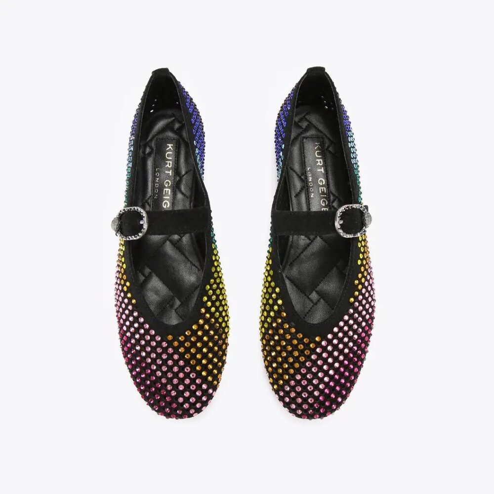 Kurt Geiger London $145 Mayfair Ballet Flat Black Combination Sz 8.5 NIB! - Picture 2 of 5